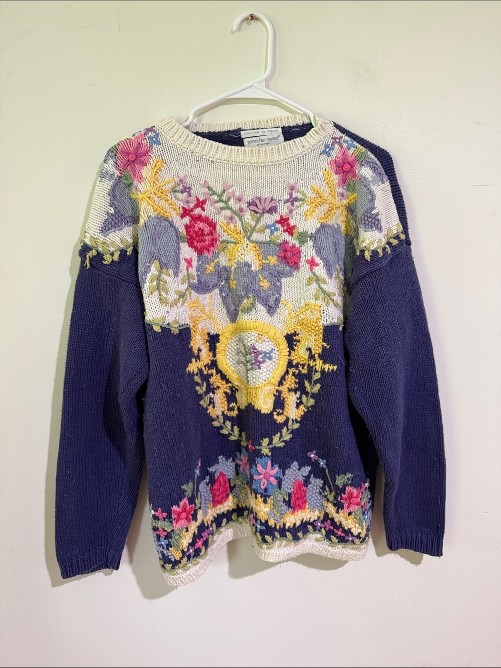 Vintage 80s Jennifer Reed Medium Hand Knitted Sweater